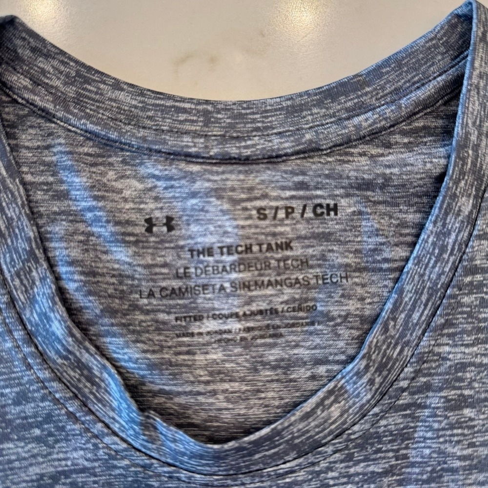 Under Armour Mens Tech Tank Gray Heather Fitted Training Gym Shirt S 1382795-025 - Picture 2 of 8